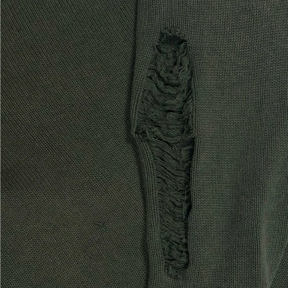 Vintage 90s Lands End Made in Japan cotton green distressed sweater men’s medium